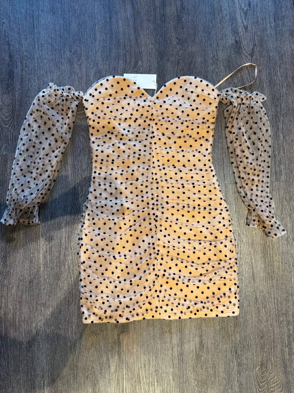 Vici Polka Dot Ruched Mini Dress